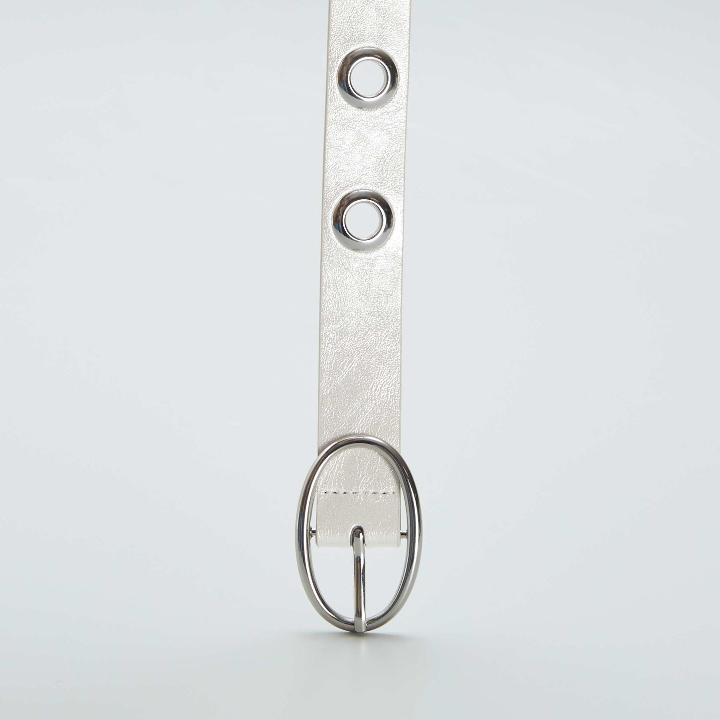 Metallic belt with eyelets WHITE