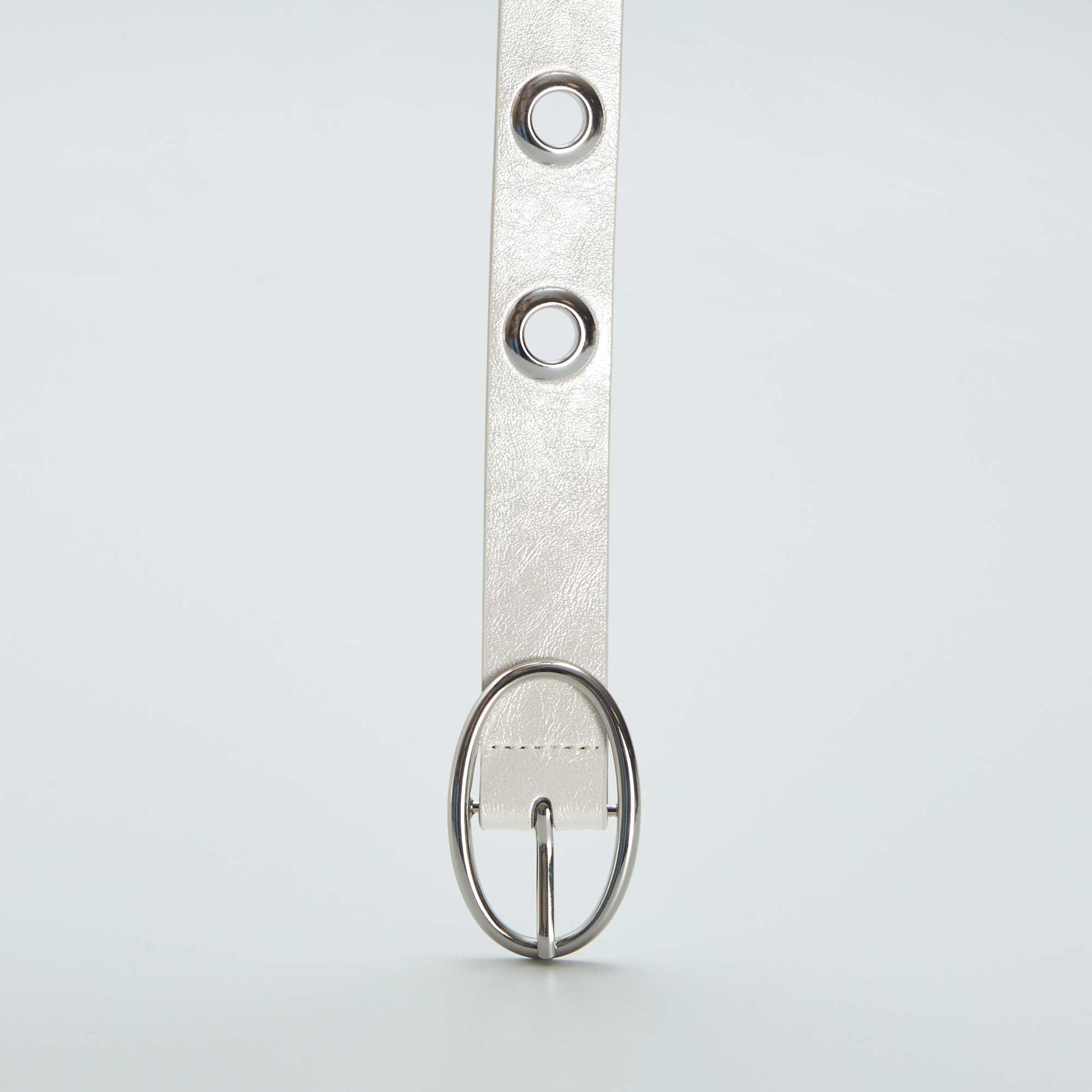 Metallic belt with eyelets WHITE