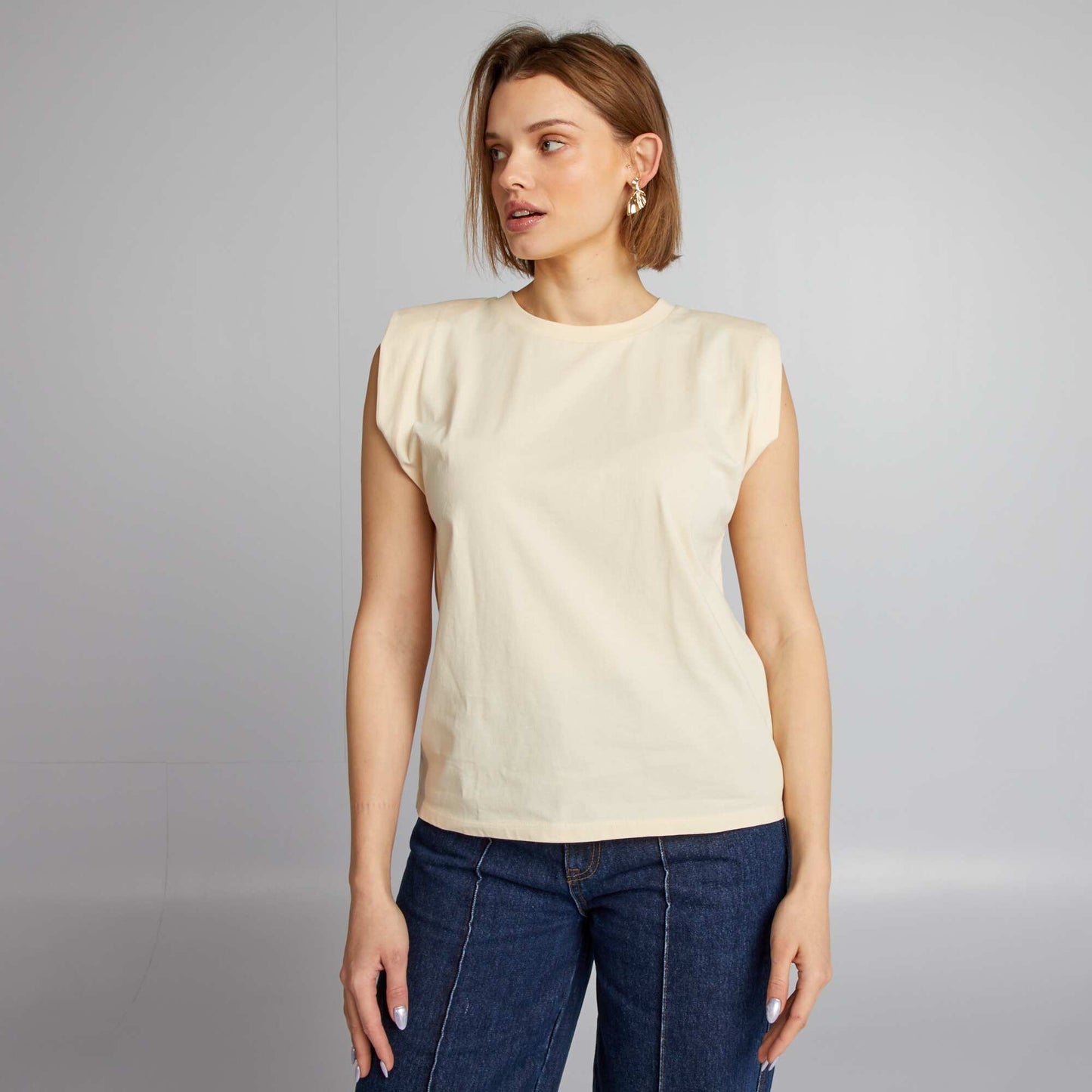 T-shirt with shoulder pads WHITE