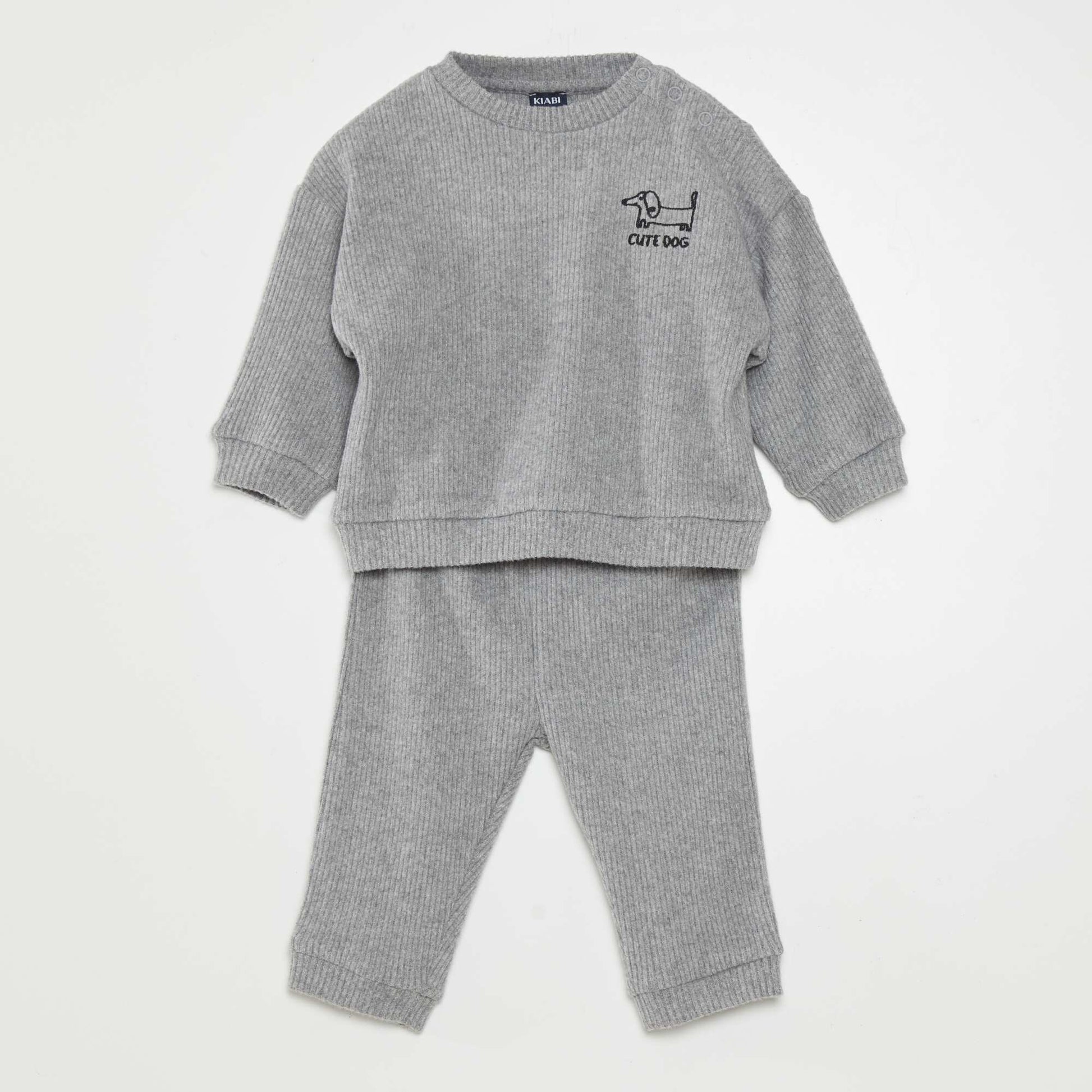 Ribbed sweatshirt + joggers set - 2-piece set GREY