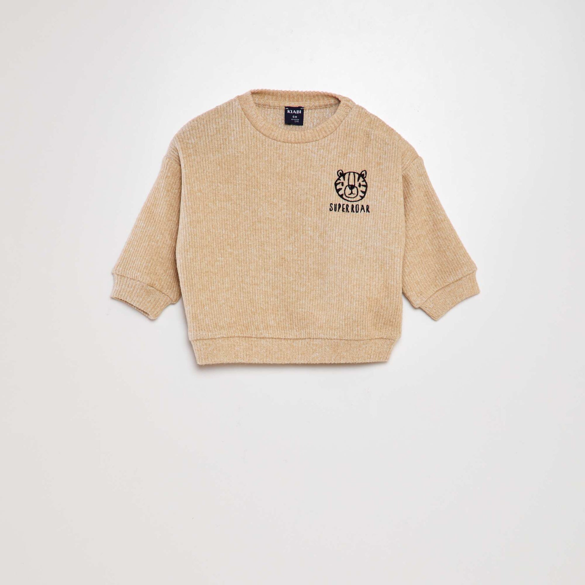 Ribbed sweatshirt + joggers set - 2-piece set BEIGE