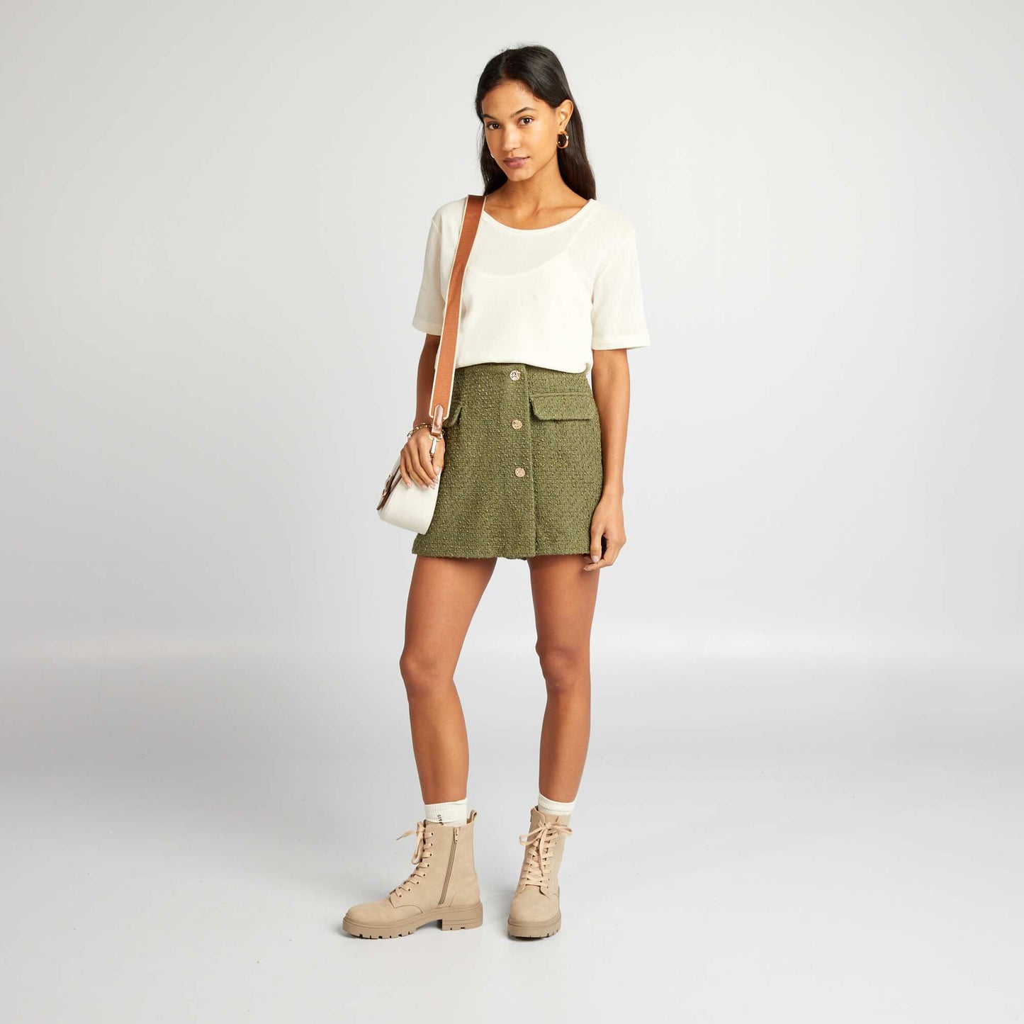 Skort with jewelled buttons GREEN