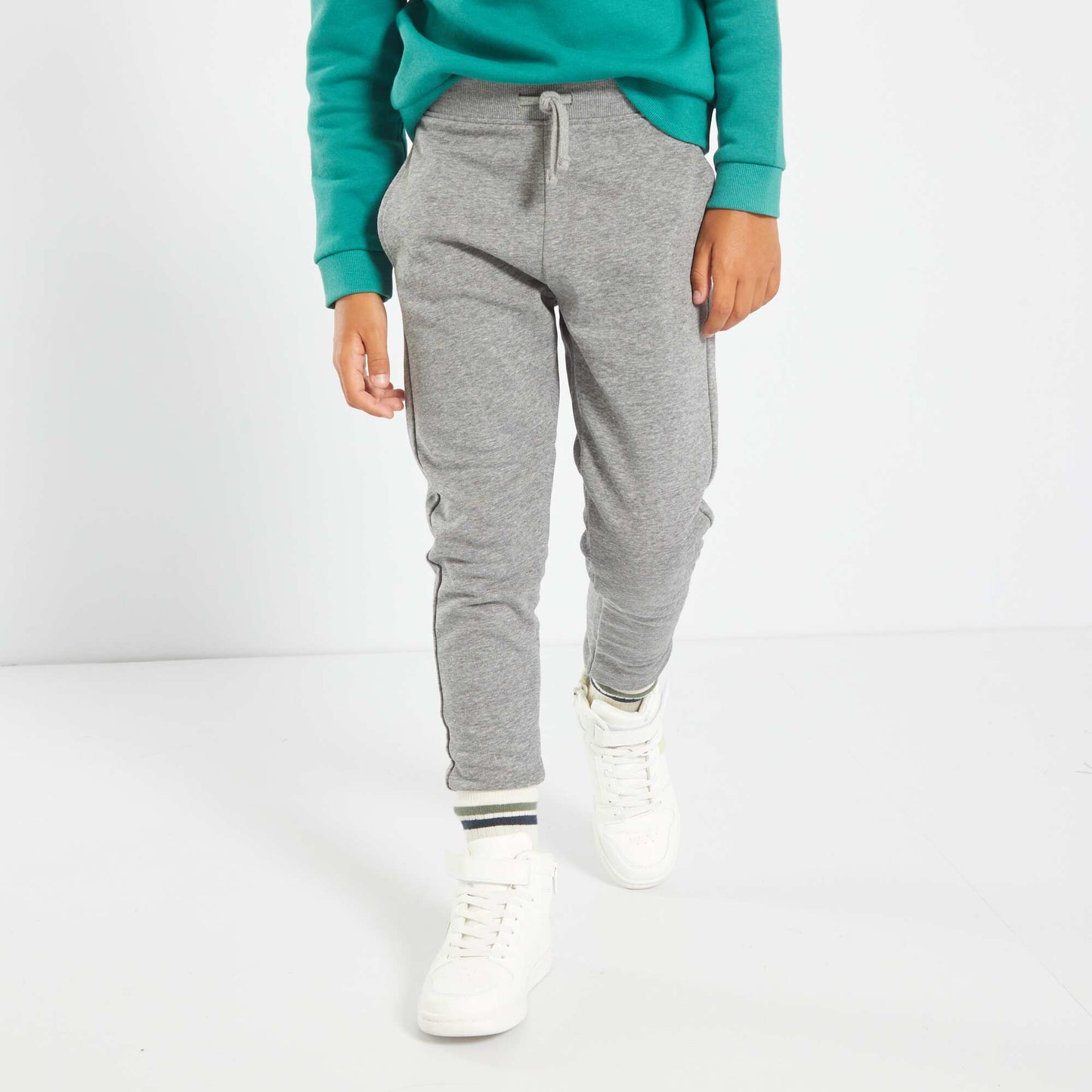 Plain sweatshirt fabric trousers GREY