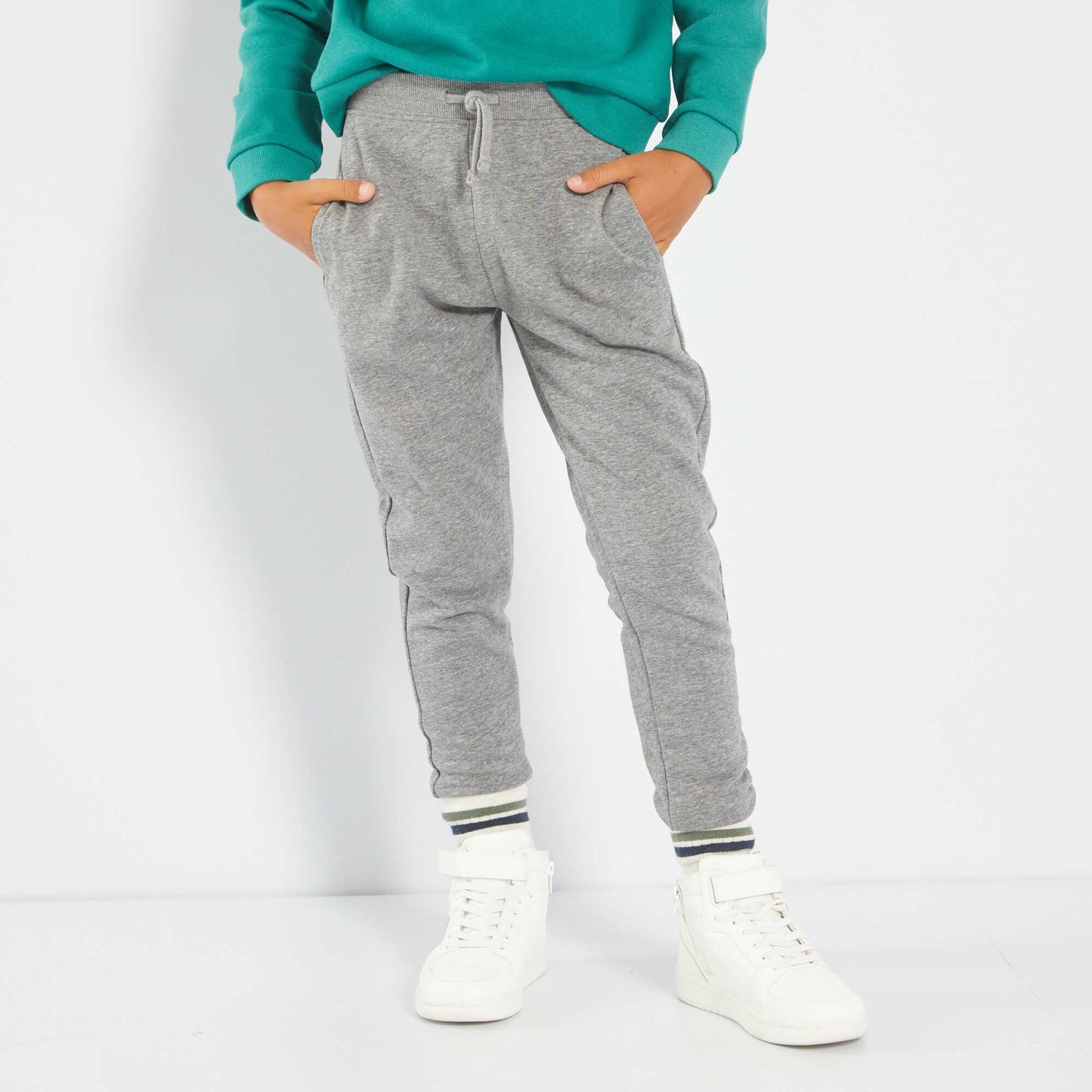 Plain sweatshirt fabric trousers GREY