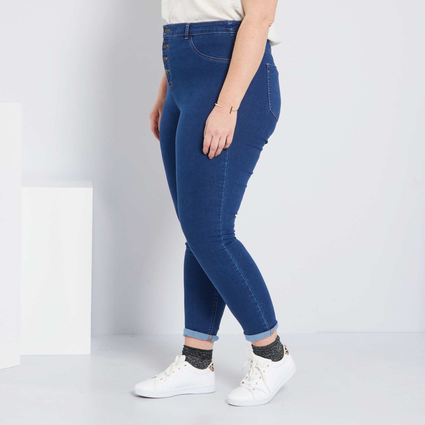 High-rise eco-design skinny jeans BLUE