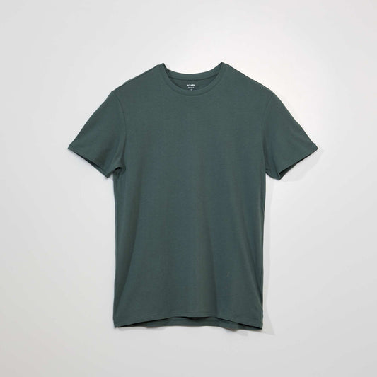 Plain jersey straight T-shirt GREEN