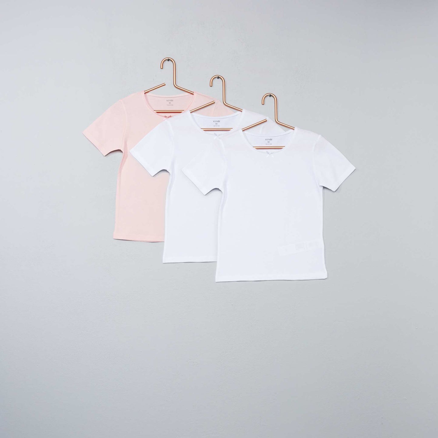 Pack of 3 block colour T-shirts white/pink