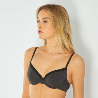 حمالة صدر قطنية مبطنة رمادي