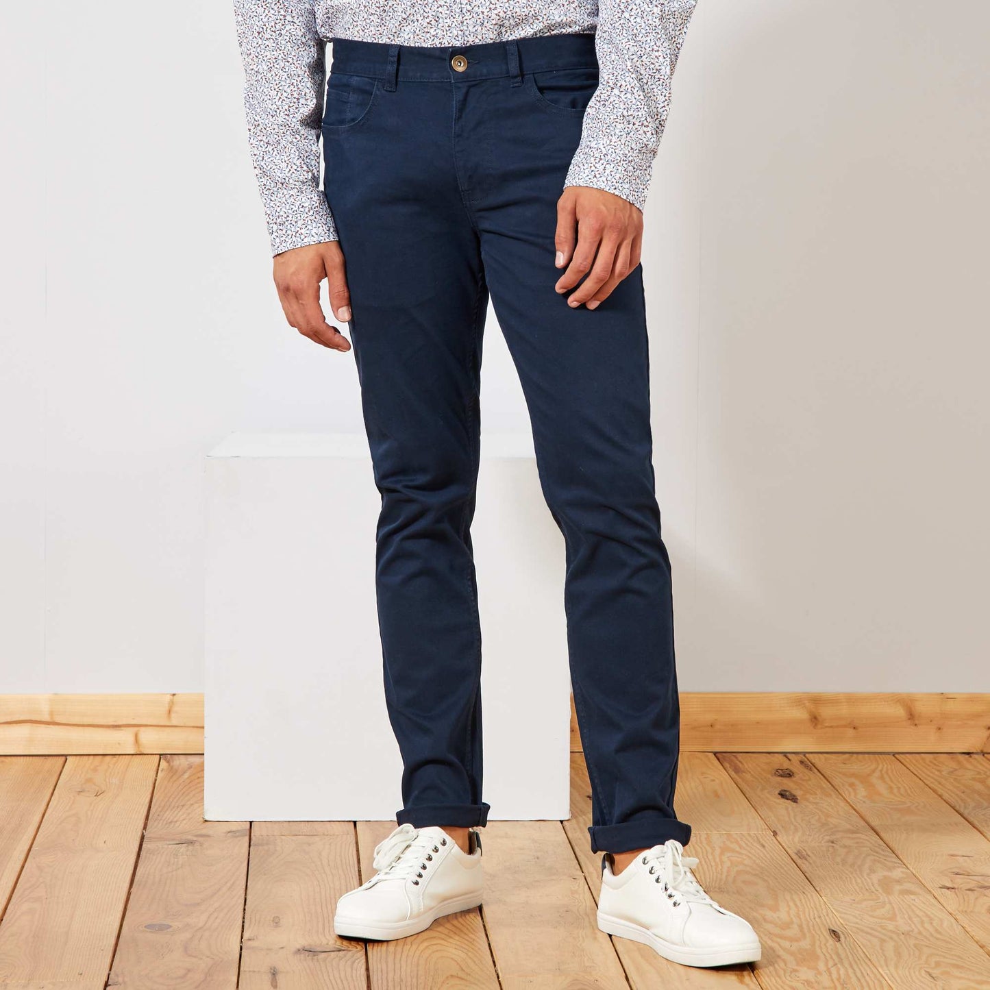 Slim-fit 5-pocket trousers - L32 BLUE