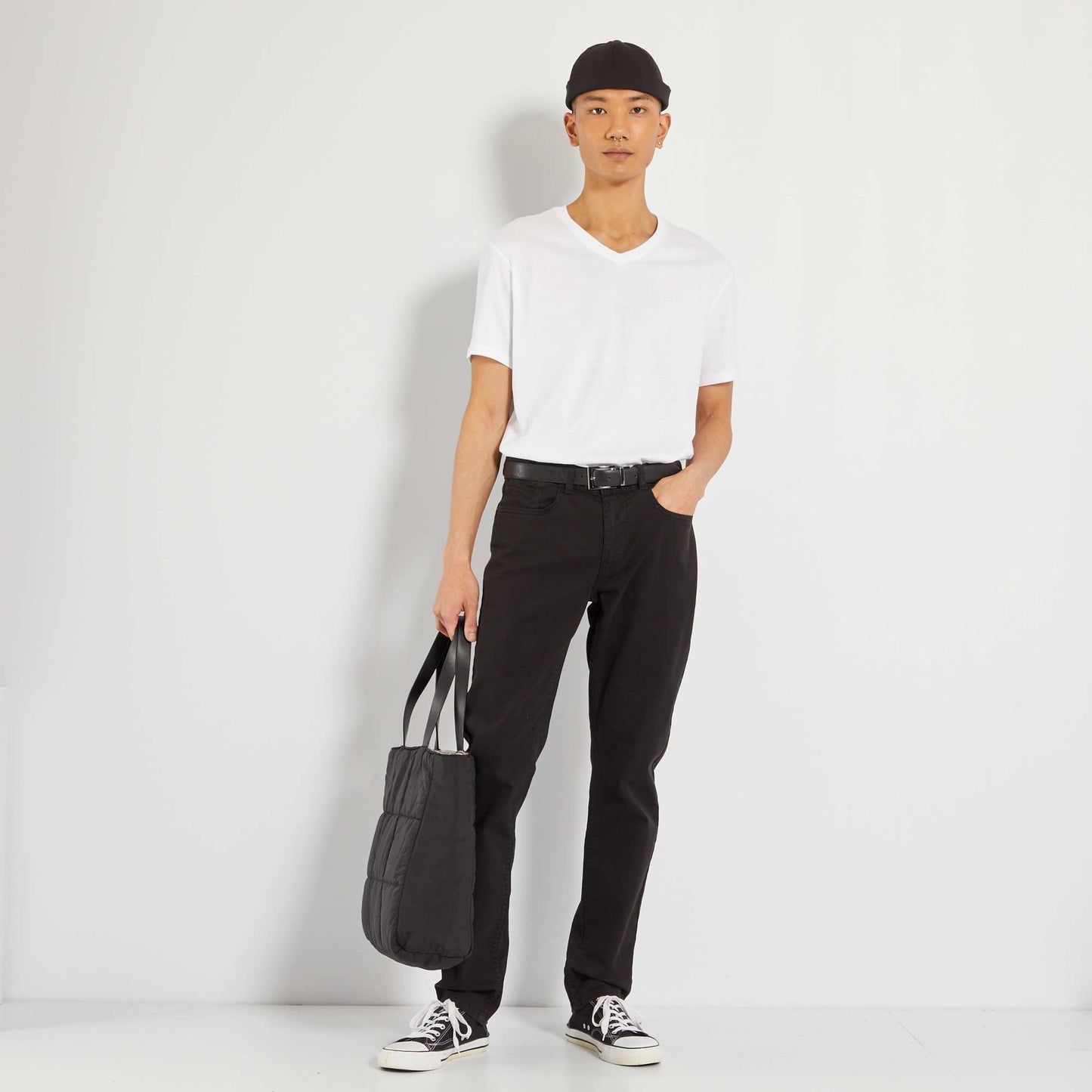 Slim-fit 5-pocket trousers - L32 BLACK
