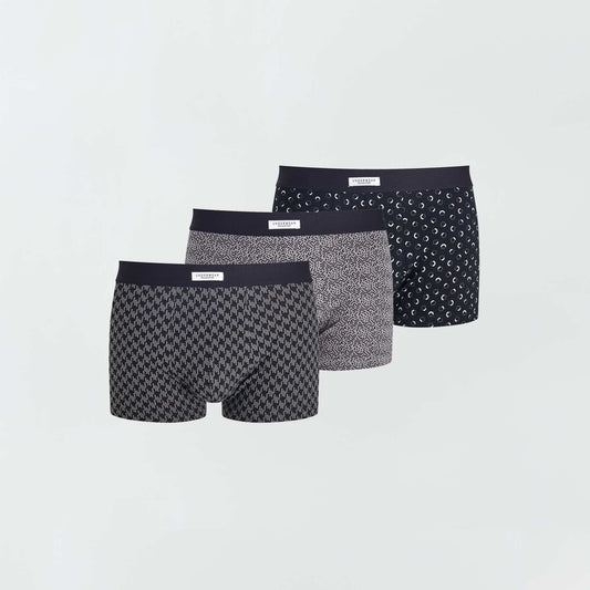 Pack of 3 pairs of stretch boxer shorts BLACK