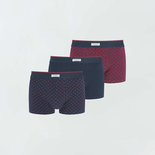 Pack of 3 pairs of stretch boxer shorts BURGUNDY