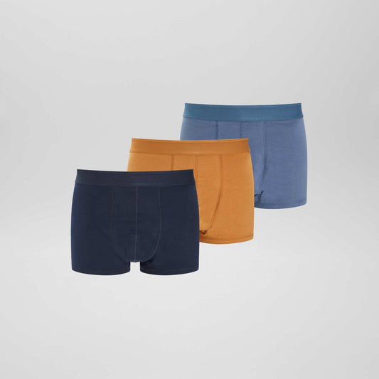 Pack of 3 pairs of plus size eco-design boxer shorts NAVYOCHRE