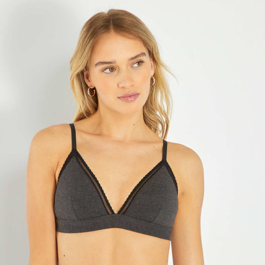 Triangle bra with removable pads GREY