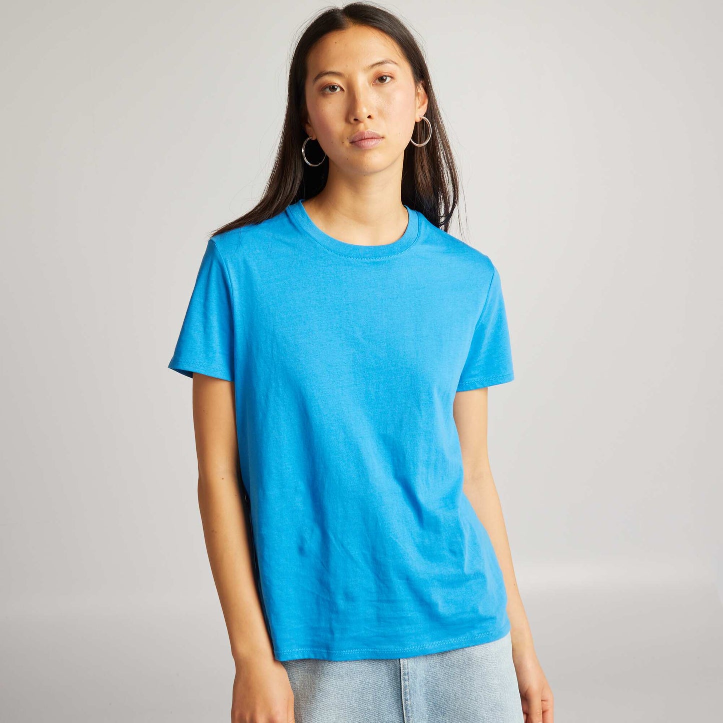 Plain jersey T-shirt BLUE