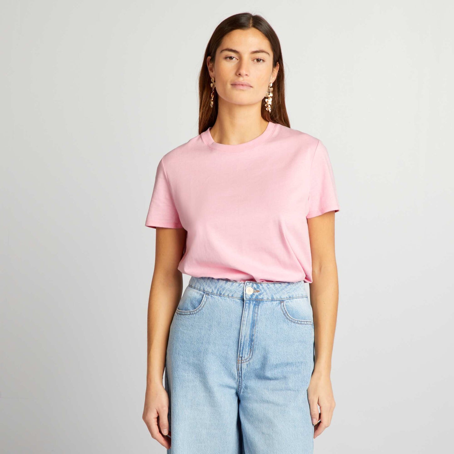 Plain jersey T-shirt soft pink