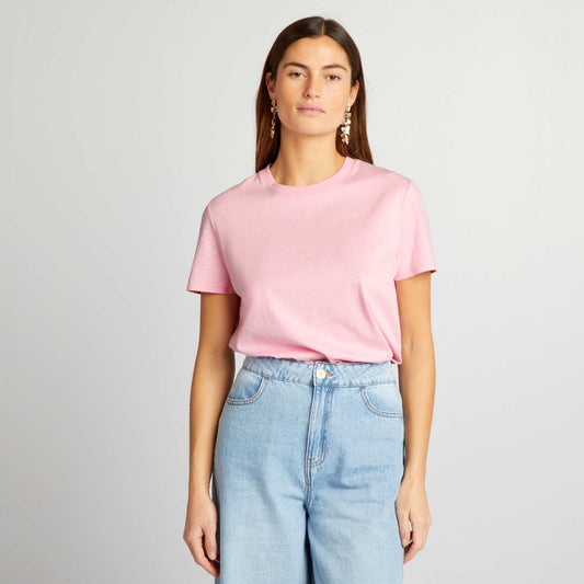 Plain jersey T-shirt soft pink