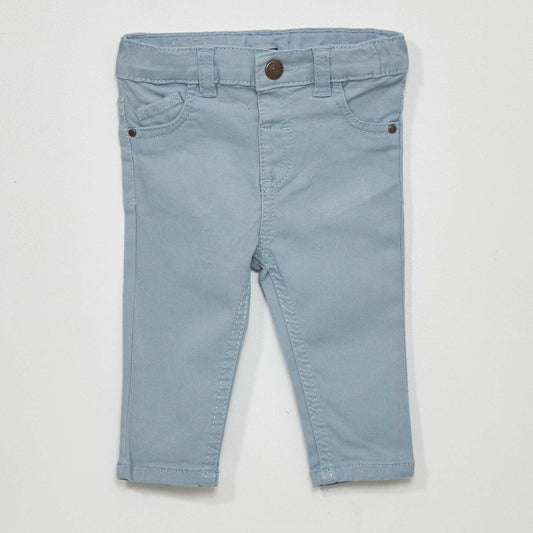 Plain cotton twill trousers denim blue