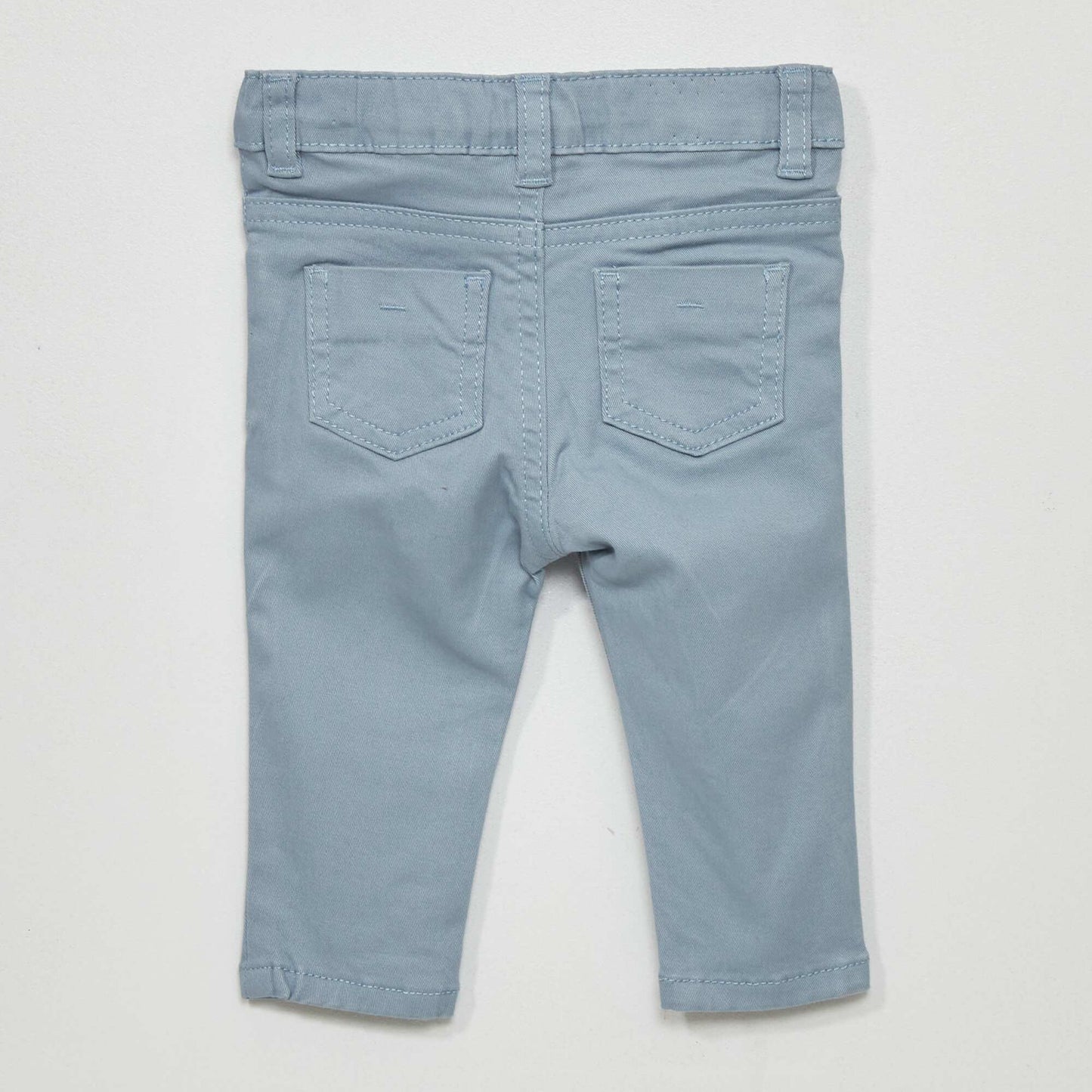 Plain cotton twill trousers denim blue