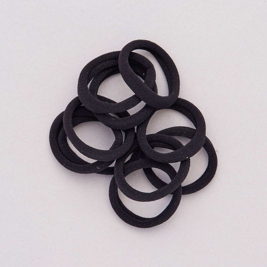 Pack of 10 elasticated hair bands Black