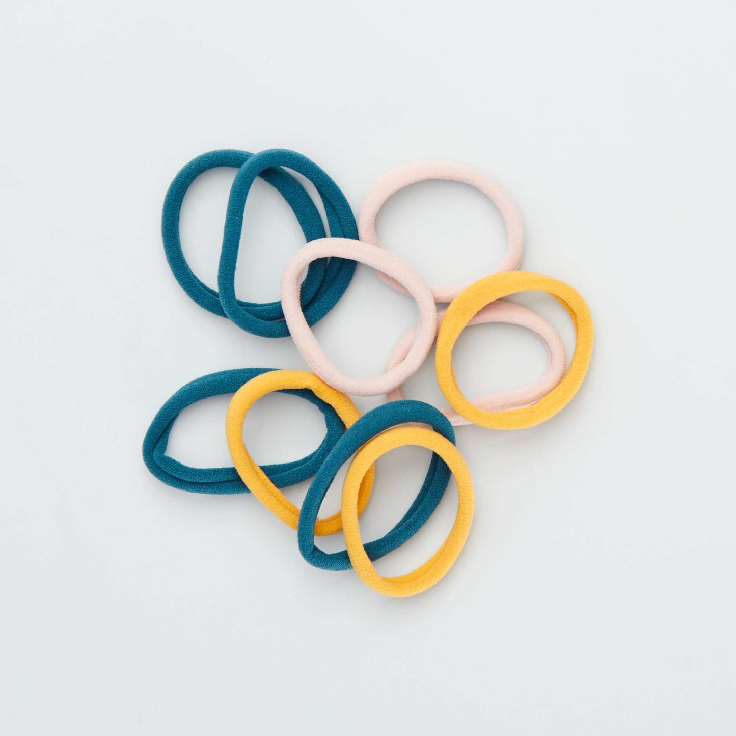 Pack of 10 elasticated hair bands YELLOW
