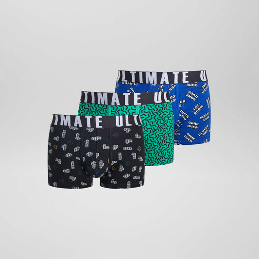 Pack of 3 patterned boxer shorts BLACK