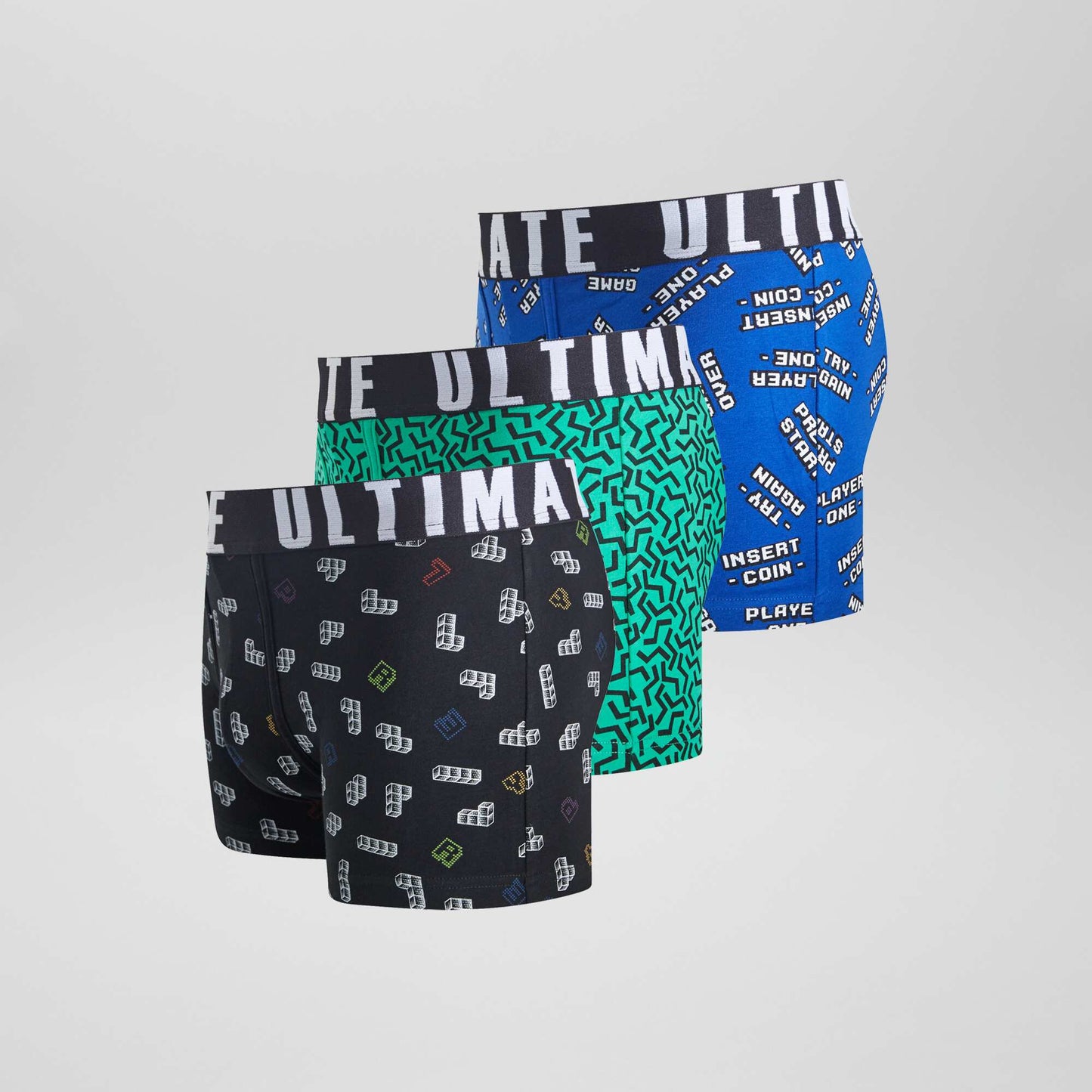Pack of 3 patterned boxer shorts BLACK