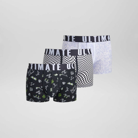 Pack of 3 patterned boxer shorts PURPLE
