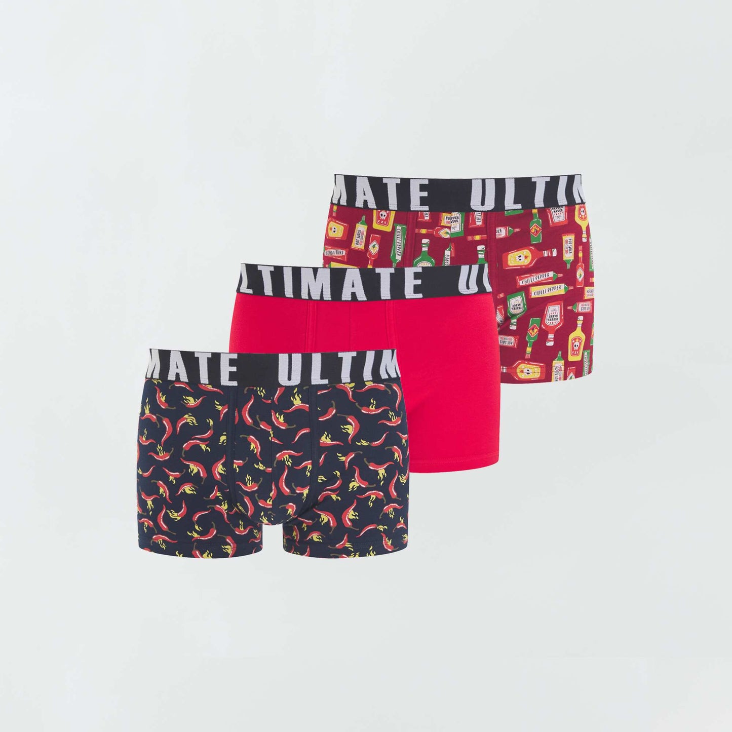 Pack of 3 patterned boxer shorts PEPPERS
