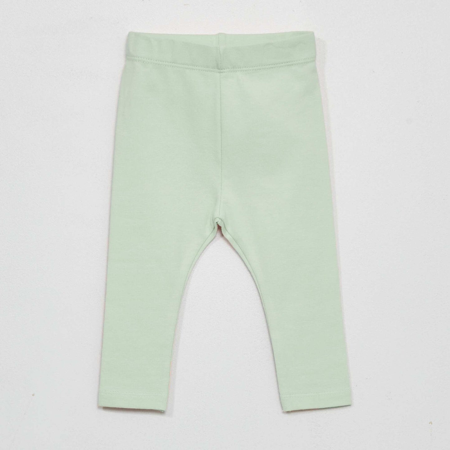 Long plain jersey knit leggings ash green