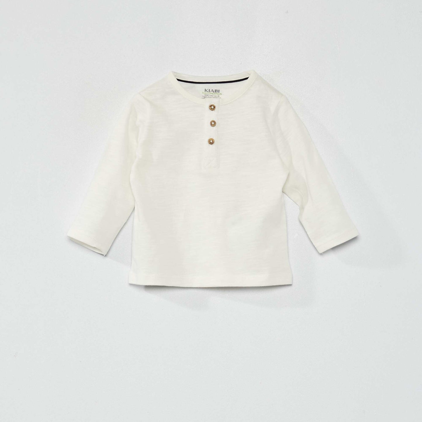 Eco-design T-shirt with granddad neckline snow white