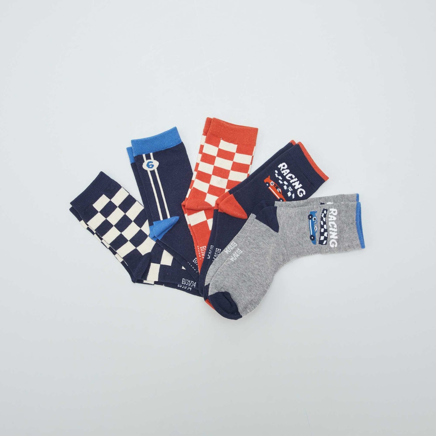 Pack of 5 pairs of printed socks GREY