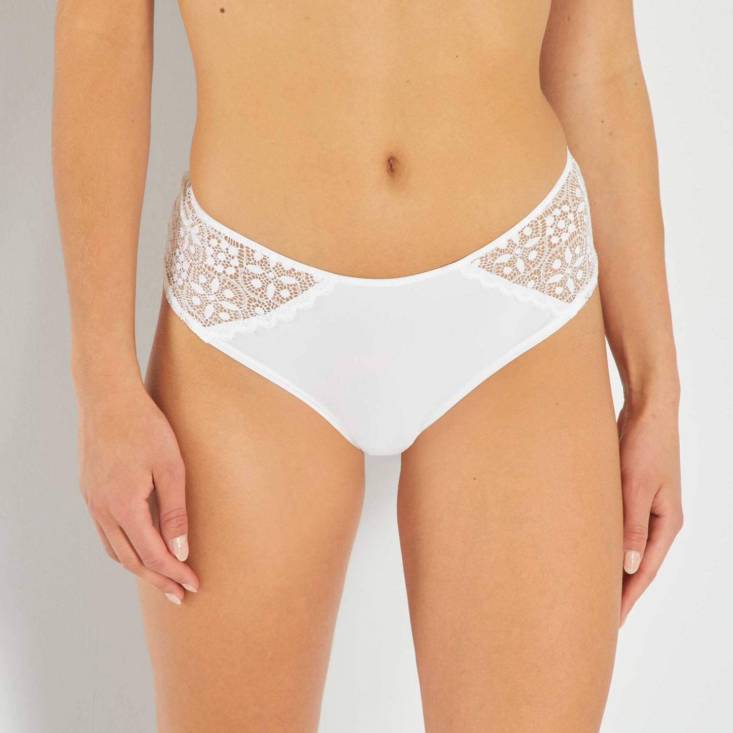 Microfibre and lace boy shorts White