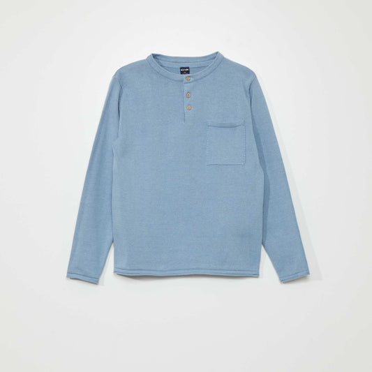 Sweater with grandad collar BLUE_FADED