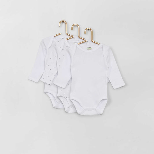Pack of 3 long-sleeved bodies WHITE