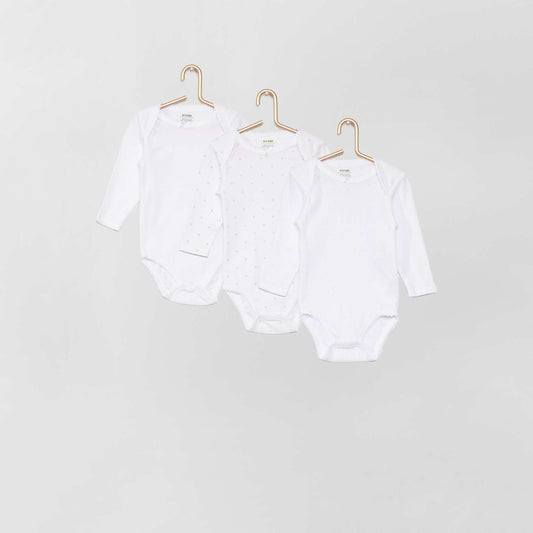 Pack of 3 long-sleeved bodies WHITE