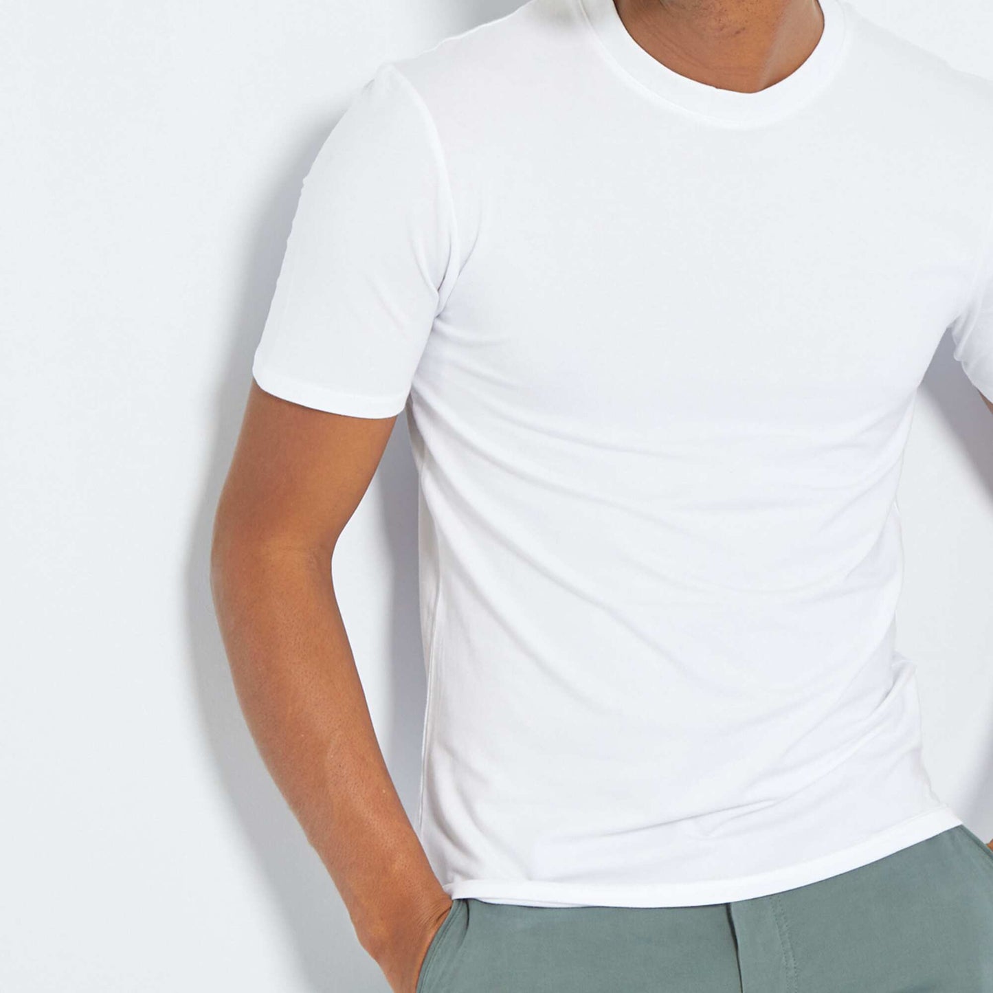 Round neck cotton T-shirt - Muscle shirt White
