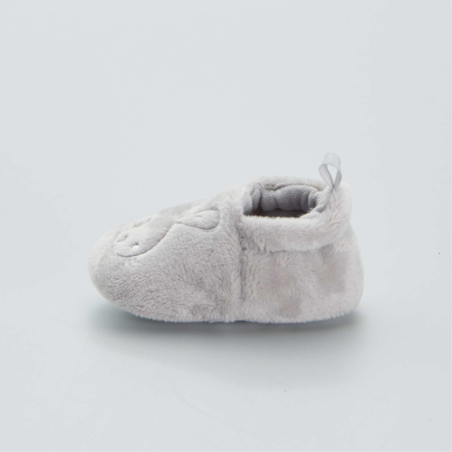 Embroidered baby booties - rabbit grey