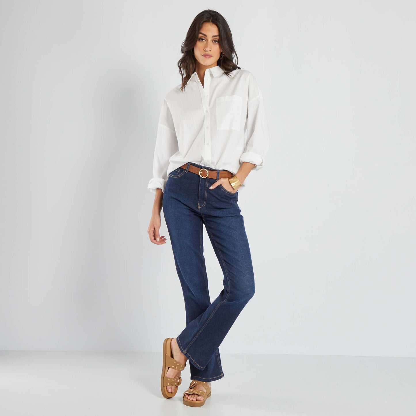Plain poplin shirt white