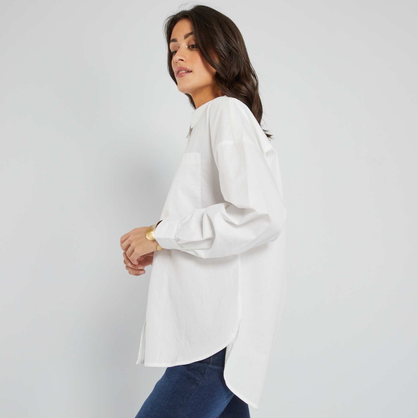 Plain poplin shirt white