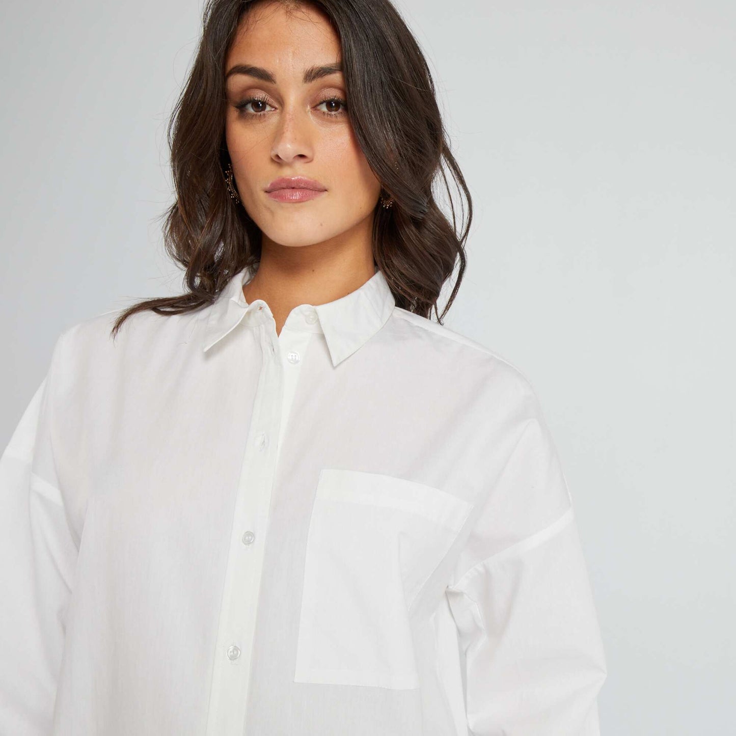 Plain poplin shirt white