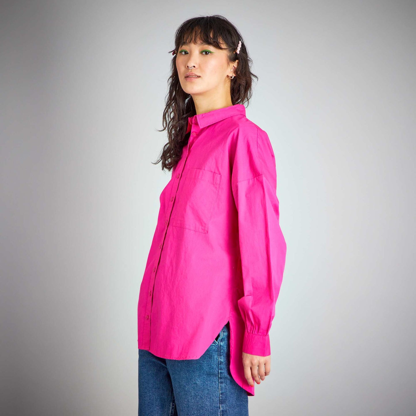 Plain poplin shirt blackcurrant pink
