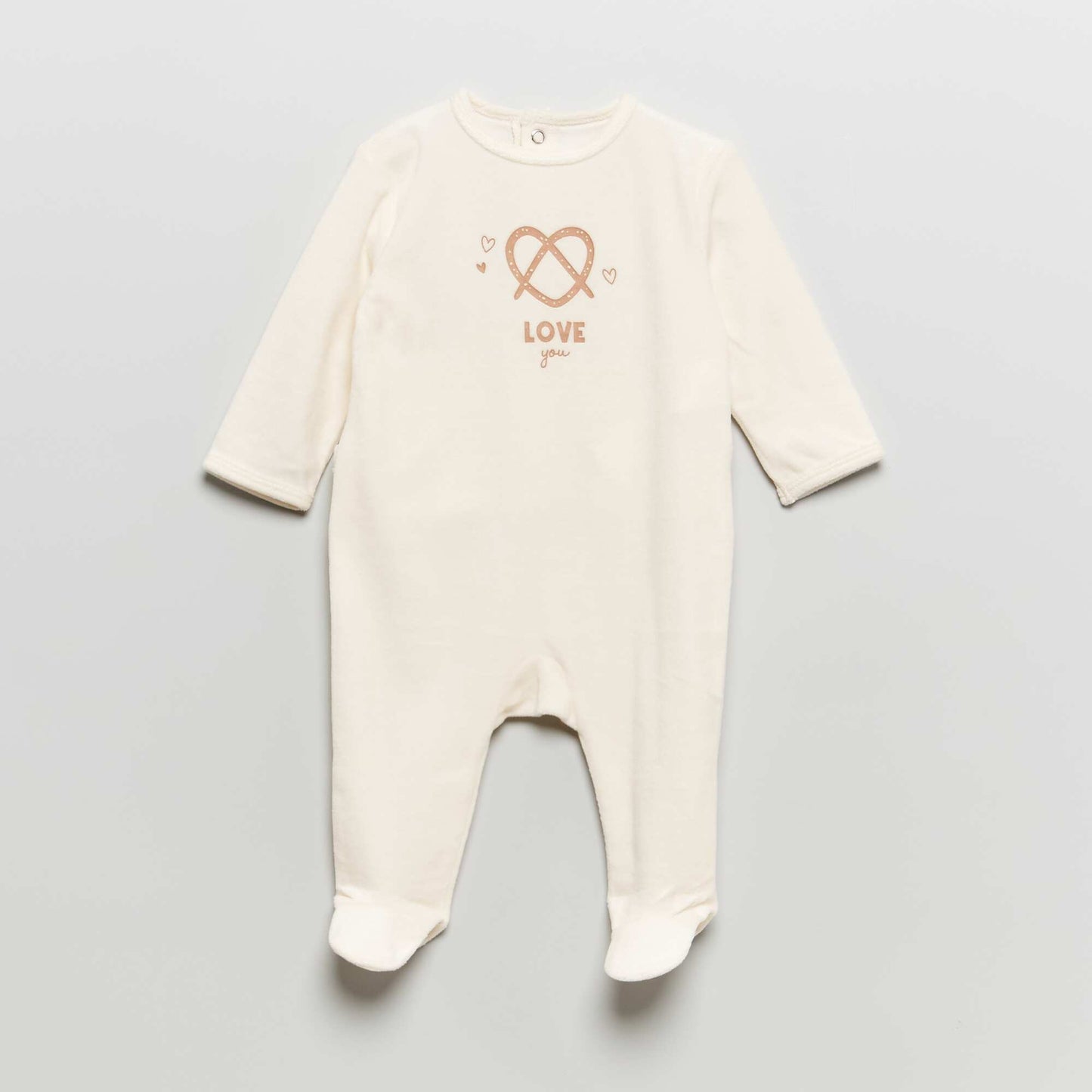 Velour sleepsuit with printed lettering WHITE