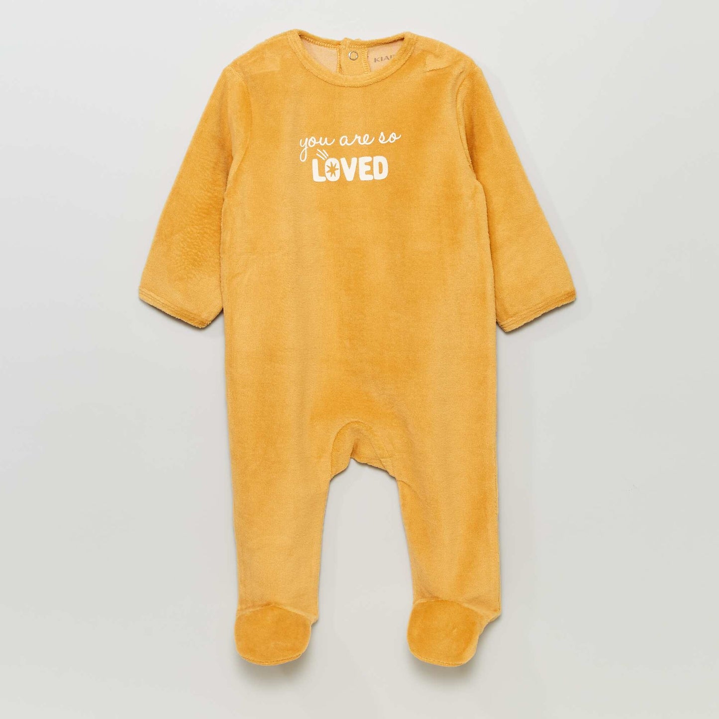 Velour sleepsuit with printed lettering YELLOW