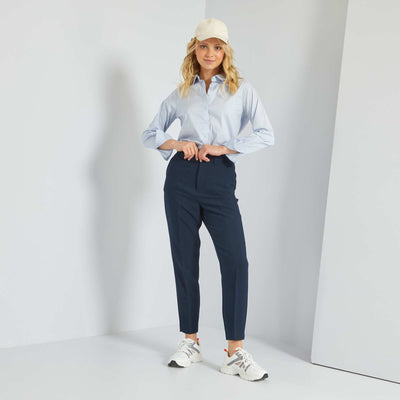 Fitted shirt with cutaway collar blue grey