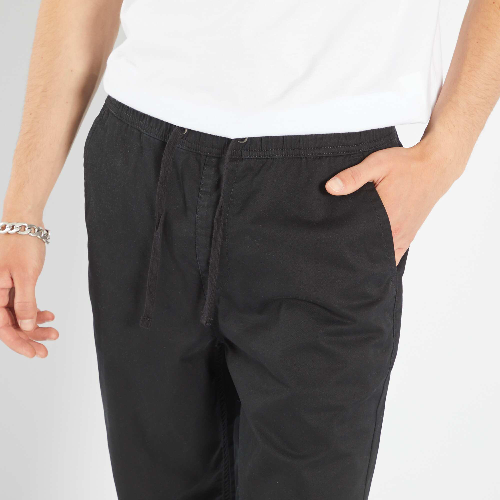 Black jogger style trousers online