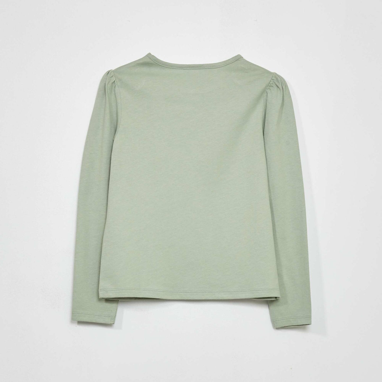 Round-neck T-shirt with gathered shoulders grey green