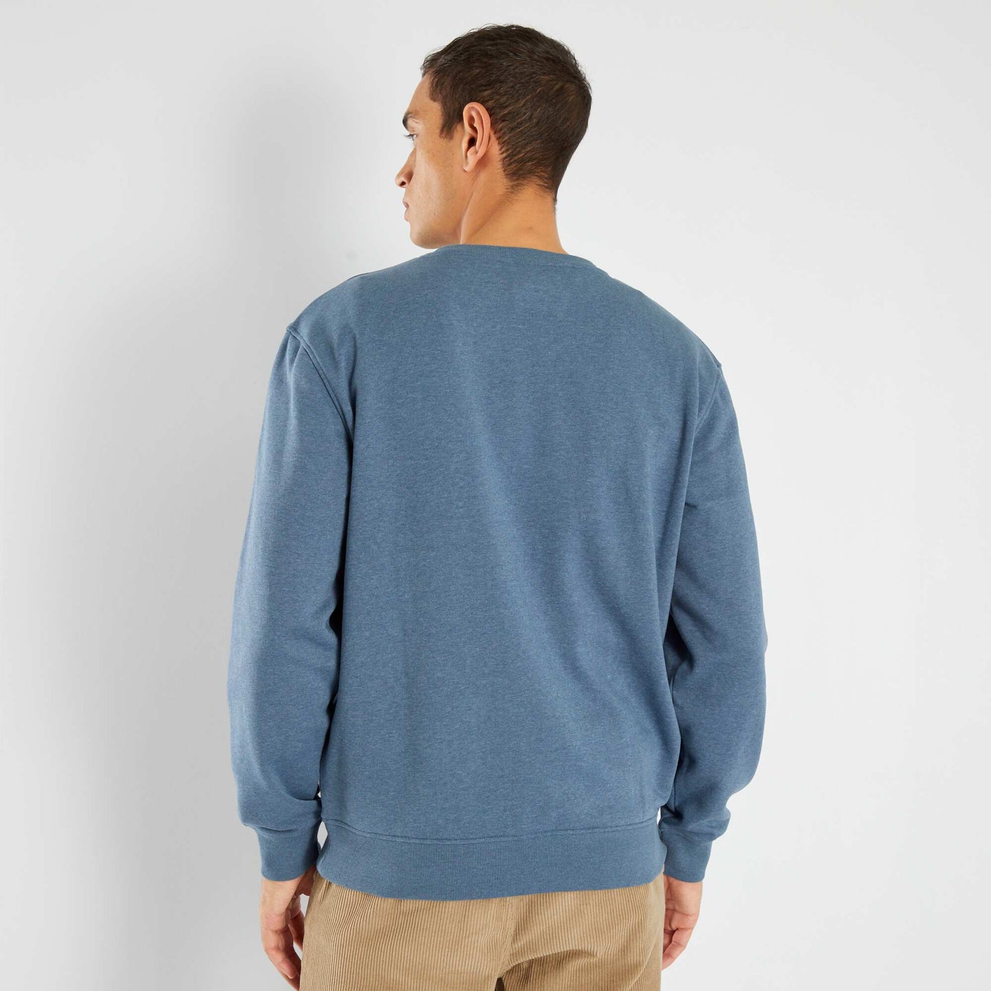 Plain sweatshirt fabric sweater BLUE