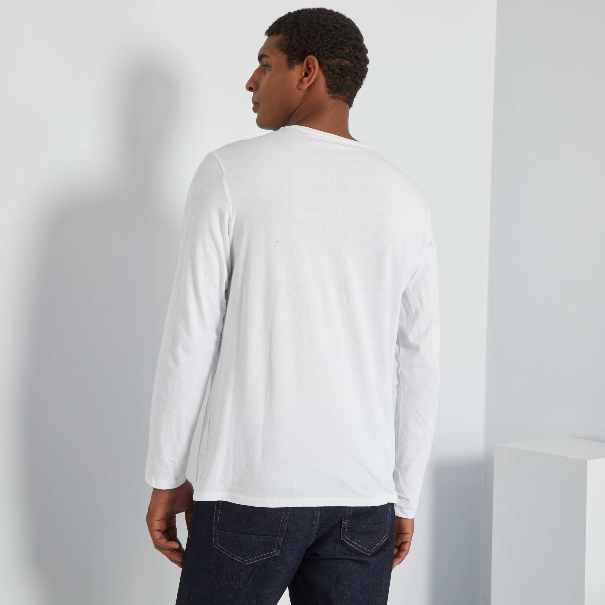 Plain white long sleeve shirt outlet back