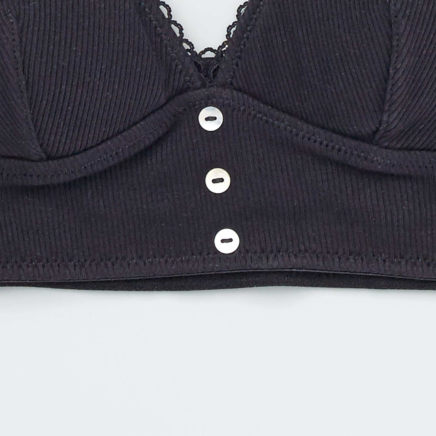 Plain ribbed knit bra top Black